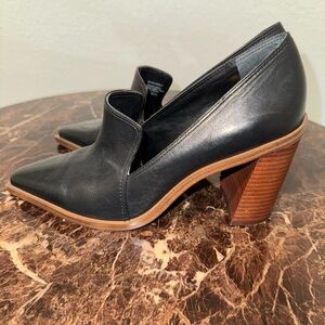 Vince Camuto Black Leather Block Heels
